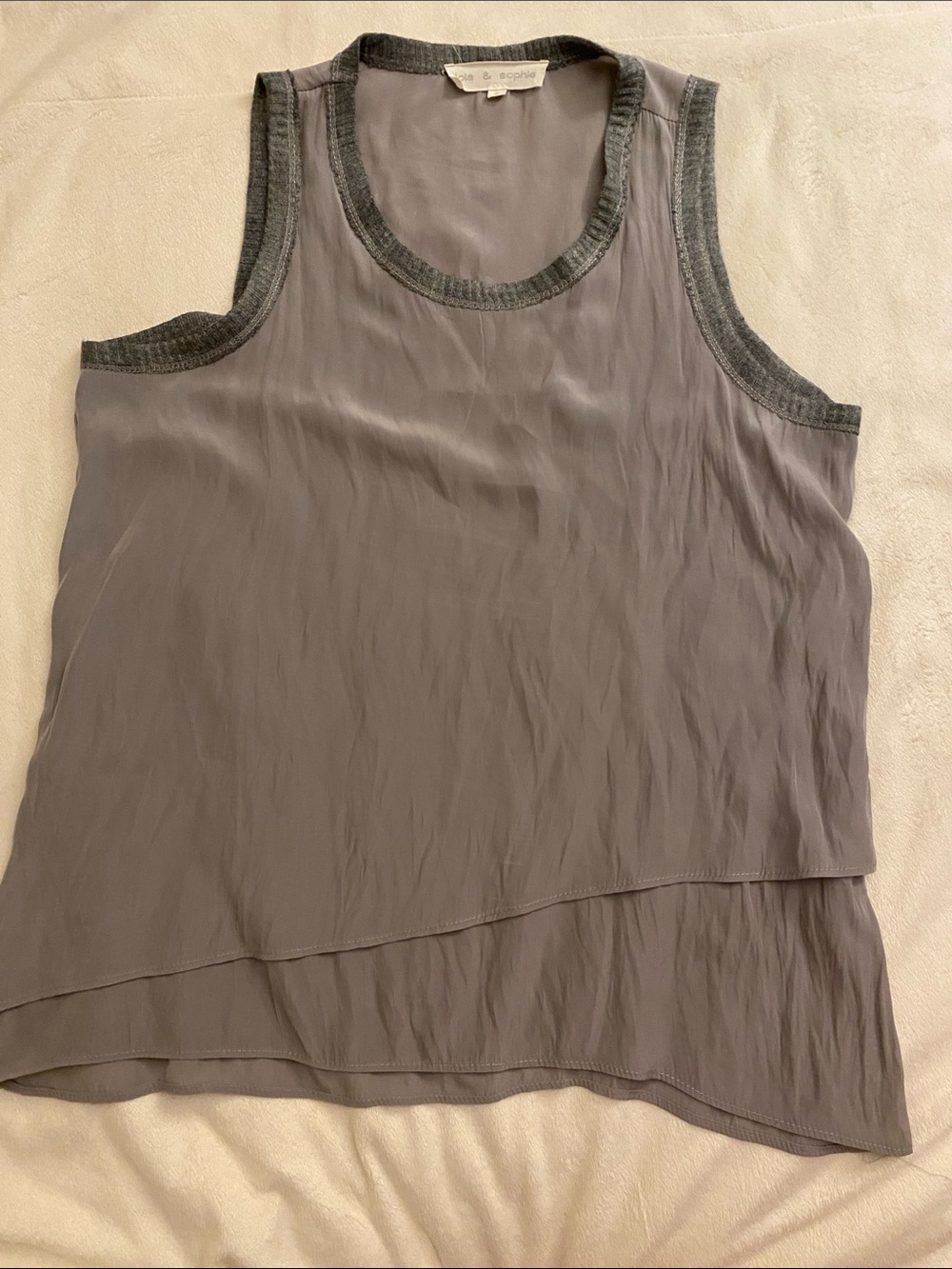 Lola & Sophie Gray Layered  Tank with Rib Trim